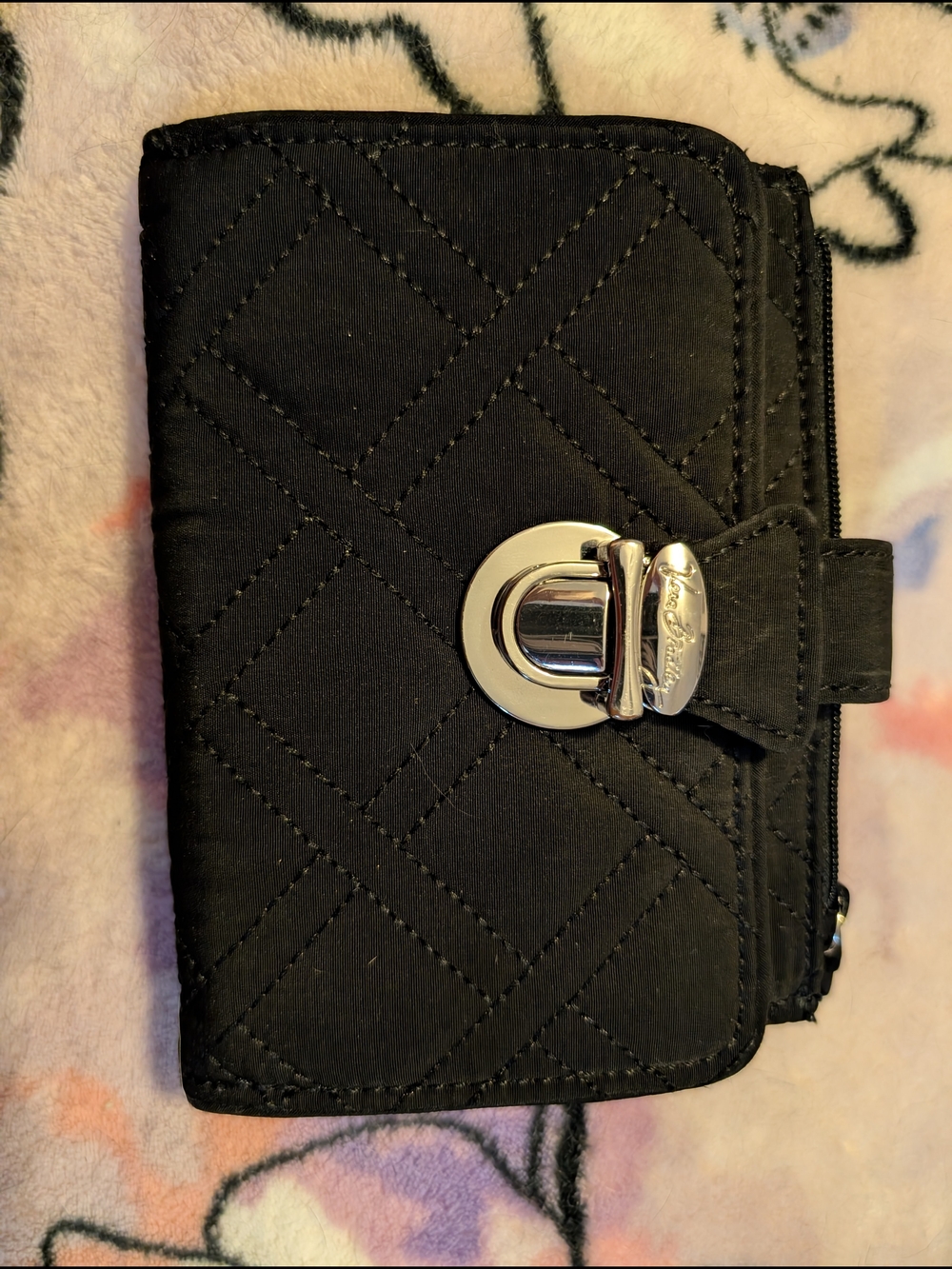 Vera Bradley Black Quilted Wallet with Silver Hardware